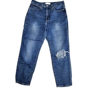 Madewell The Mom Jean SZ 30 Stretch High Rise Cotton Straight leg Distressed
